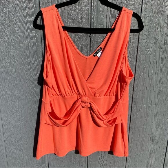 Venus Cross Wrap Front Peach Tank Blouse 1X - Picture 1 of 8